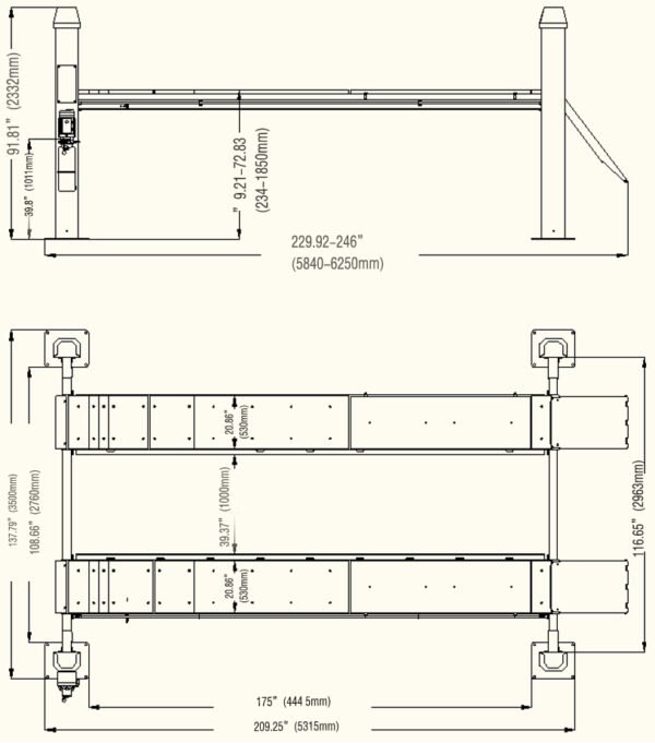 KT-4H110 Four Post Vehicle Lift 11,000lbs - Image 4