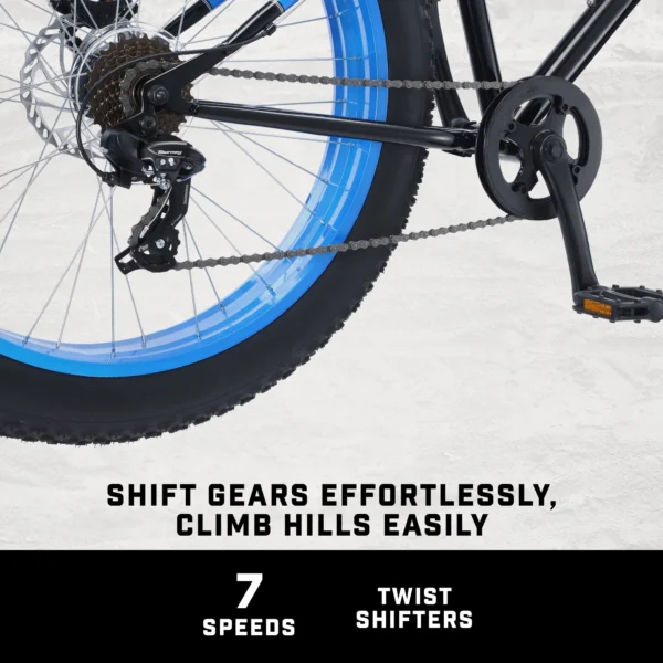 26" Mongoose Dolomite Mens Fat Tire Bike, 7 Speeds, Adults Age 13+, Black - Image 2