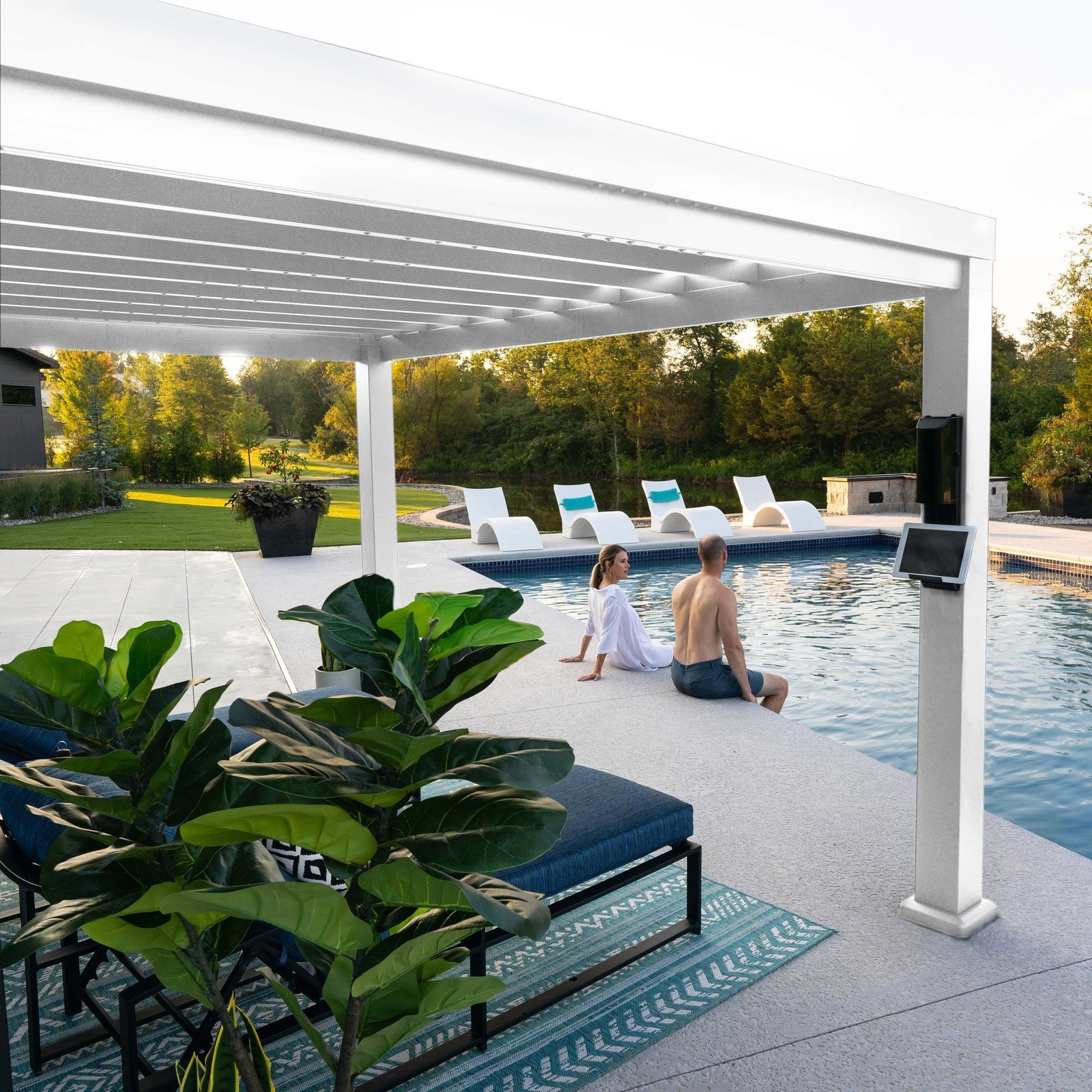 12x10 Windham Modern Steel Pergola With Sail Shade Soft Canopy - Image 8