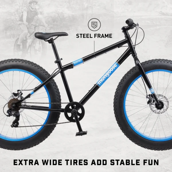 26" Mongoose Dolomite Mens Fat Tire Bike, 7 Speeds, Adults Age 13+, Black - Image 5