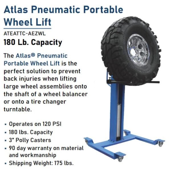 Atlas AEZWL Pneumatic Portable Wheel Lift - Image 3