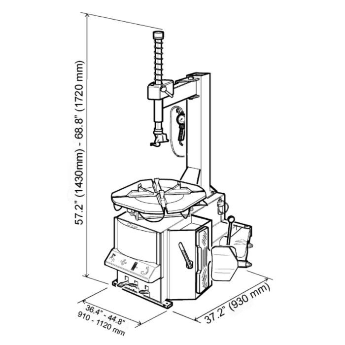 CEMB SM825EVOPA Swing-Arm Tire Changer with Optional Press Arm - Image 3