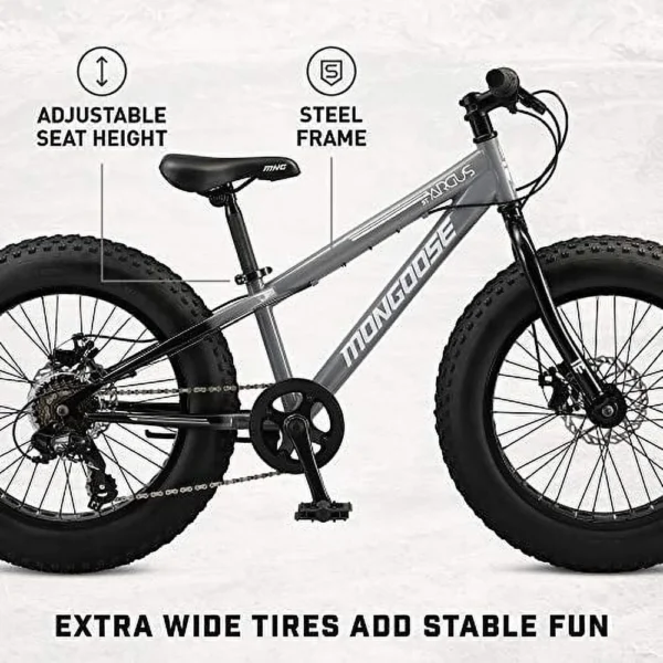 Mongoose Argus ST Kids Fat Tire Mountain Bike, 20 In. Wheels - Image 7