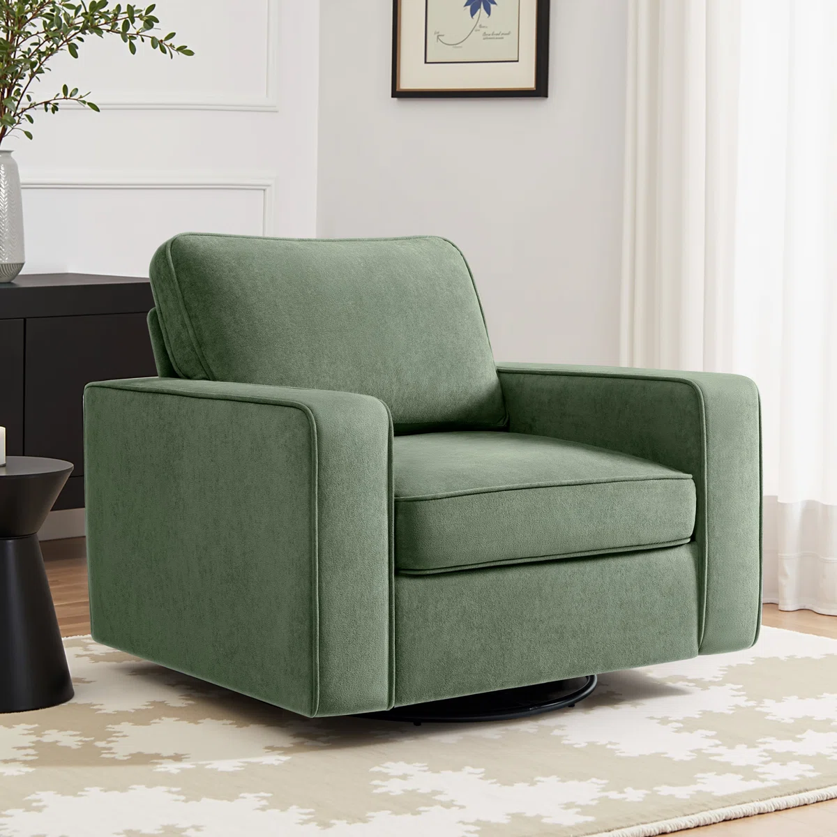 36.2" Wide Upholstered Swivel Accent Armchair